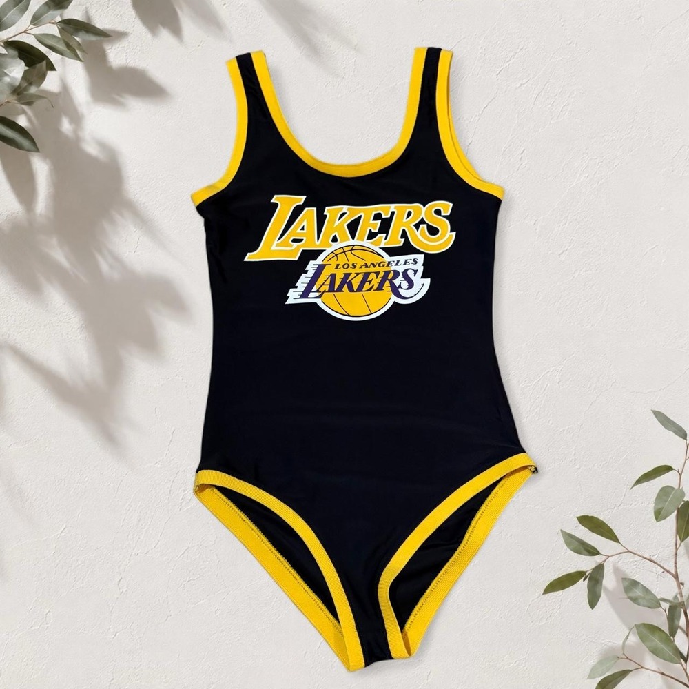 NBA Ultra Game Los Angeles Lakers Bodysuit Black Yellow Logo Sporty Small